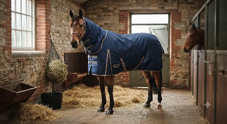 A horse wearing the warmest stable rug designed for clipped horses in deep winter warmest stable rug for clipped horses winter