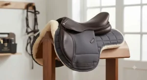 An affordable half pad specifically designed for jumping saddles, offering impact protection without bulk.