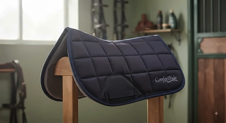 An affordable memory foam saddle pad priced under £50, ideal for horse riding comfort.