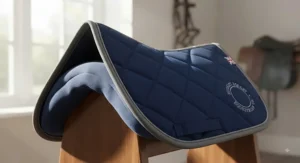 Close-up view of a high-quality, budget-friendly memory foam saddle pad for UK riders.