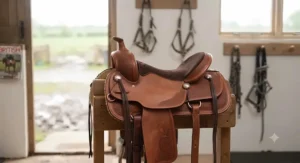 A comfortable, well-fitting western saddle designed for trail riding, priced affordably at under £600.