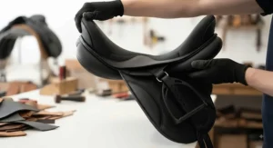 Demonstrating the flexible, adaptable structure of a modern affordable treeless saddle.