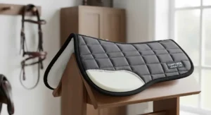 An affordable half pad made with shock-absorbing memory foam designed to improve saddle fit and horse comfort.