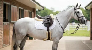Value white sheepskin numnah designed for showjumping and competition days
