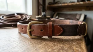 A cheap jumping girth featuring durable elastic ends for extra comfort during show jumping
