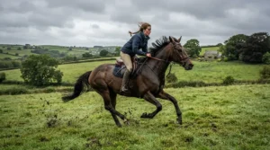 Rider managing a spirited horse in the hunting field, comparing pelham bit vs snaffle bit control.