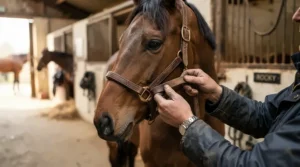 Adjusting the bridle and snaffle bit for a young horse to ensure correct height
