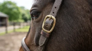 Demonstrating breakaway design in a leather headcollar vs nylon headcollar for field safety