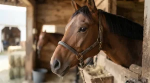 A gentle loose ring snaffle bit resting comfortably in a horse's mouth for sensitive equines