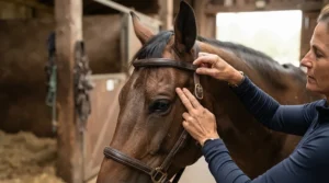 Step-by-step illustration for proper fitting when choosing a running martingale vs standing martingale.