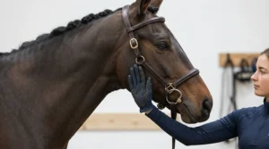 Educational diagram showing the correct fitting of a standing martingale for horse.