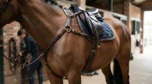 A traditional three-point breastplate for eventing designed for maximum saddle stability